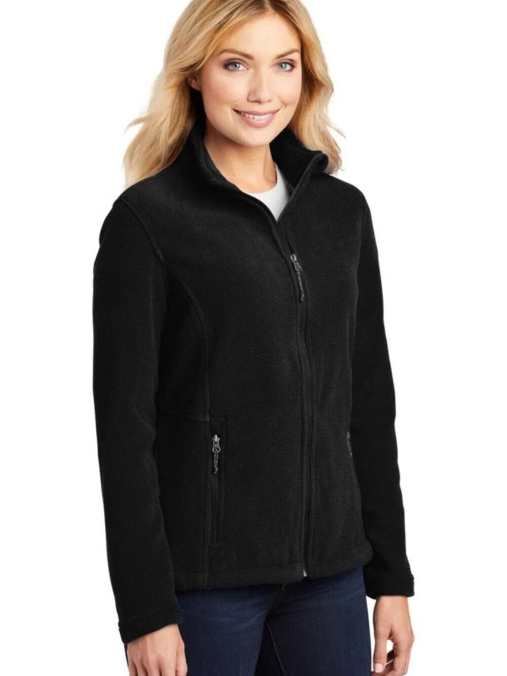 NEW Port Authority L217 Ladies LARGE Fleece Jacket BLACK FULL ZIP